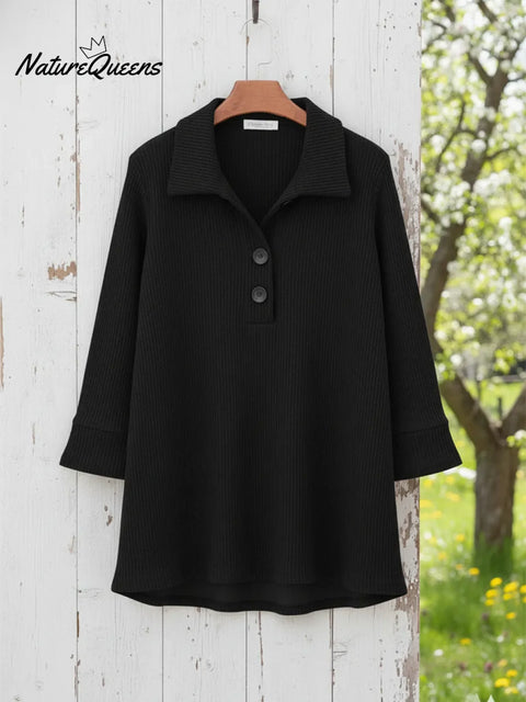 Women's Casual Stand-collar Button-up Pullover