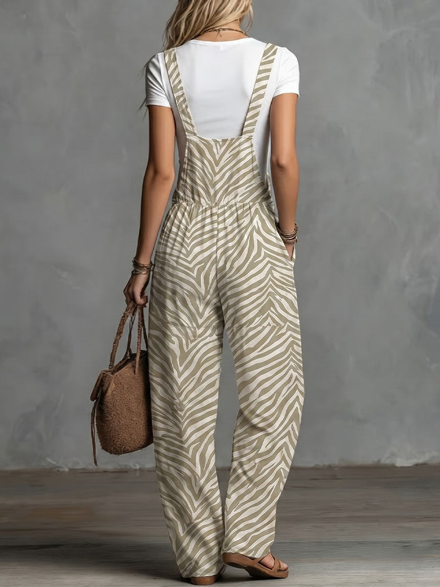 Women's Wild Zebra-print Strappy Jumpsuit