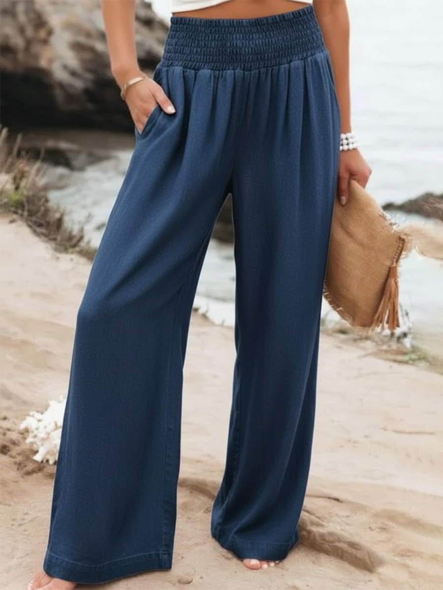Cozy Wide-waisted Denim Wide-leg Pants