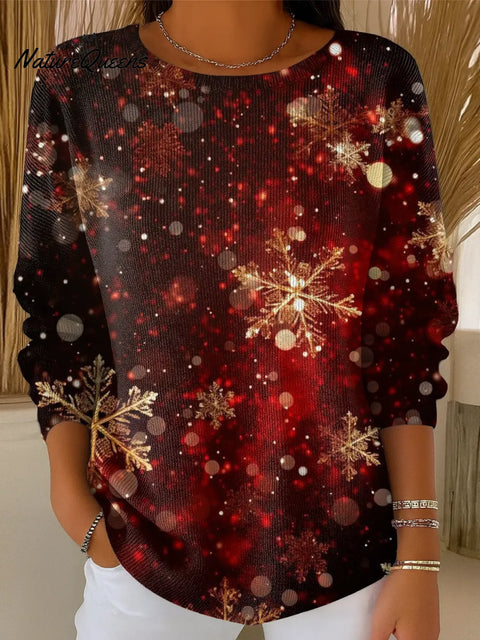 Women's Shiny Snowflake Casual Pullover Sweater