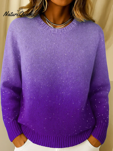 Women's Gradient Print Crew Neck Long Sleeve Casual Loose Sequined Top