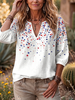Retro Star-print Cotton-linen Shirt