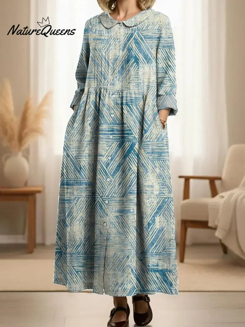 Women's Geometric Pattern Art Print Casual Cotton Dress