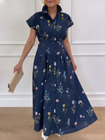 Women's Floral Print Elegant Pleated Dress