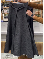 Women's Cozy Patterned Wide-leg Trousers With Tie Waist