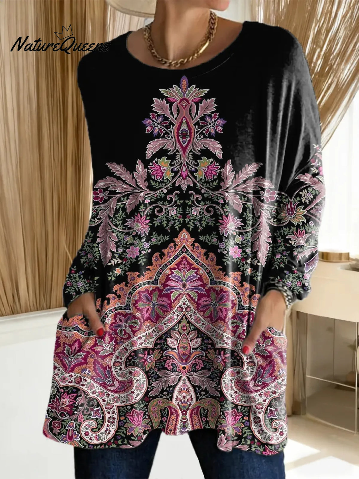 Women's Floral Pattern Art Print Casual Cotton T-shirt