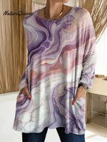 Women's Abstract Pattern Art Print Casual Cotton T-shirt