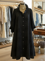 Casual Romantic Ruffled Collar Denim Shirt Dress