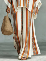 Women's Vintage Ethnic Art Comfortable Loose Cotton Linen Wide-leg Pants Two-piece Set