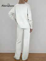 Cartoon Star Decorative Pattern Casual Stand Collar Long Sleeve Top And Elastic Waistband Pants