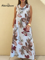 Blooming Lily Print Draped Collar Midi Dress