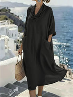 Women's Linen And Cotton Pocket Dress