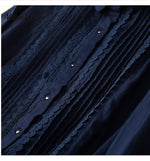 Women's Patchwork Lace Trim Linen And Cotton Pleated Shirt