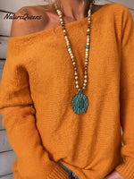 Casual Solid-color Off-the-shoulder Sweater