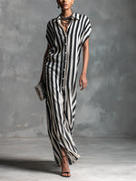 Women's Minimalist Vertical Stripe Shirt Dress
