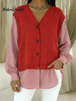 Women's Casual Knit Striped Cardigan
