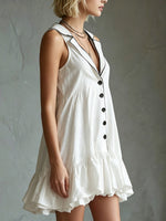 Women's Sleeveless Lapel Detail Mini Dress