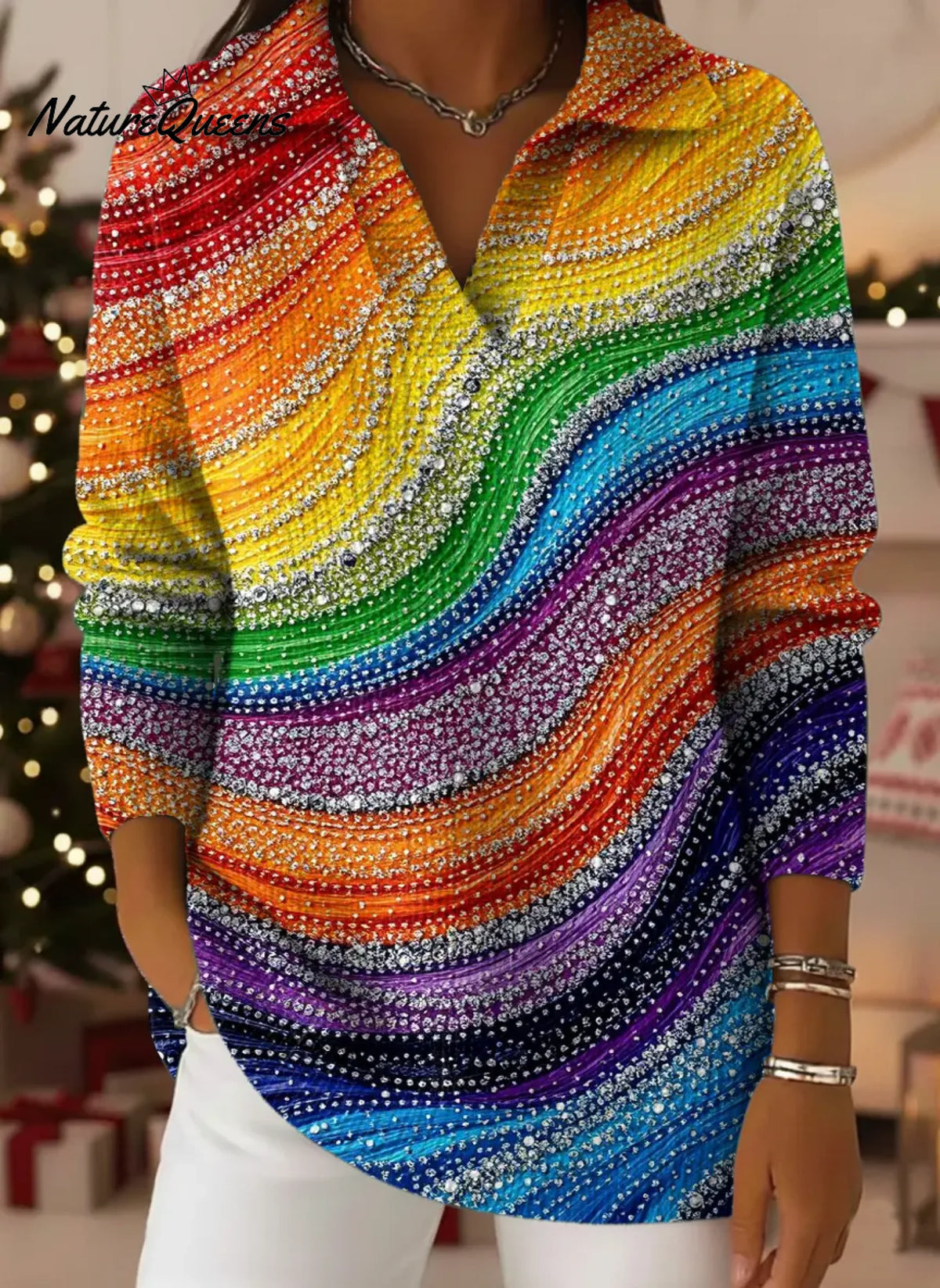 Women's Abstract Pattern Art Print Casual Cotton Sweater