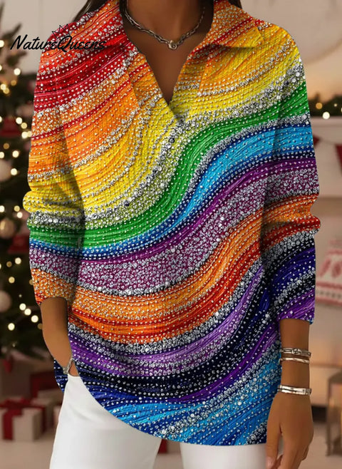 Women's Abstract Pattern Art Print Casual Cotton Sweater