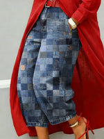 Women's Block-pieced Decorative Pattern Denim Pants