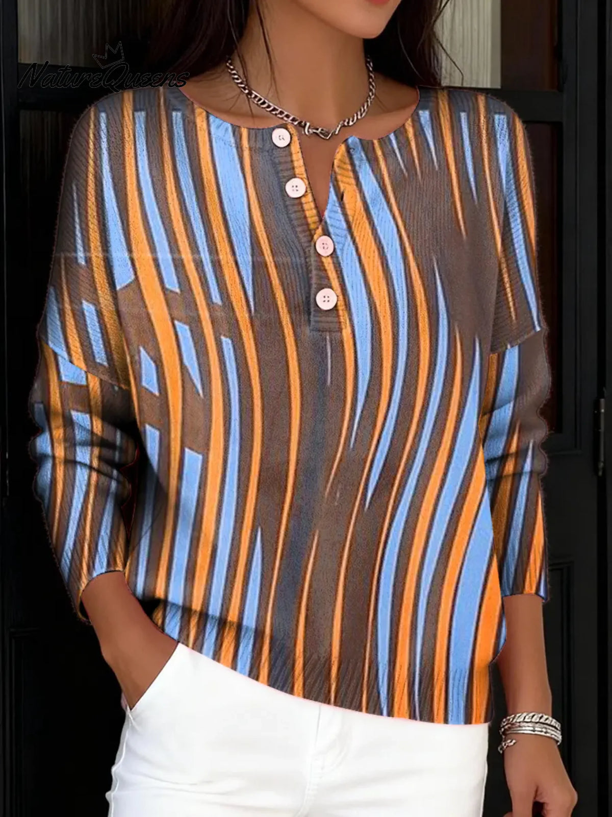 Women's Vintage Abstract Geometry Art Print Buttoned Cardigan Sweater