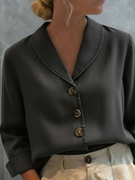 Vintage Shawl Collar Button-up Denim Cotton Top