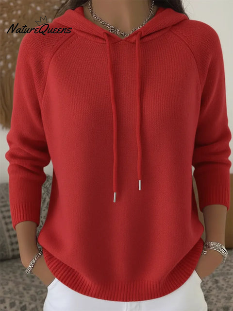 Cozy Casual Solid Color Hooded Sweater Top
