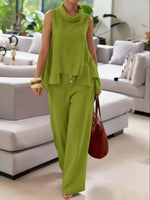 Women's Cozy Linen And Cotton Sleeveless Top And Pants Two-piece Set