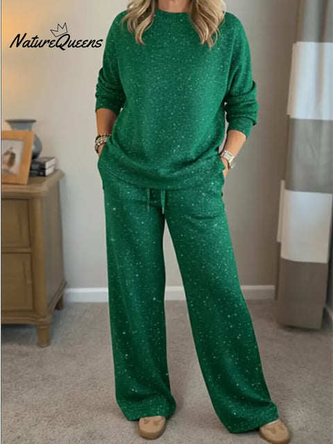 Women's Christmas Sparkling Sweatshirt and Pants Set