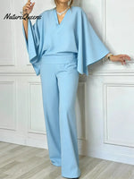 Women's Solid Color V-neck Long-sleeved Casual Loose Cotton Jumpsuit