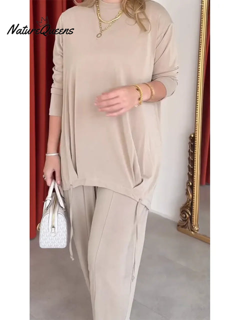 Women's Comfortable Loose-fitting Top And Pants Two-piece Set
