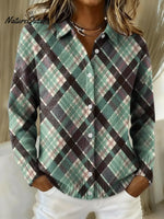 Women's Retro Plaid Printed Collared Sweater