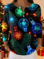 Women's Christmas Pattern Art Print Buttoned Cardigan Sweater