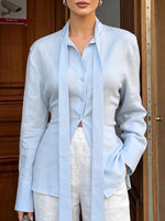 Women's Ribbon Cardigan Cotton Linen Top