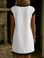 Women's Round-neck Short-sleeve Color-block Dress
