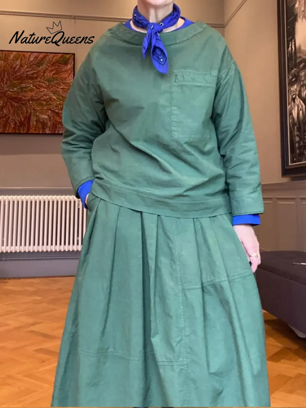 Women's Casual 100% Cotton Top And Skirt Two-piece Set