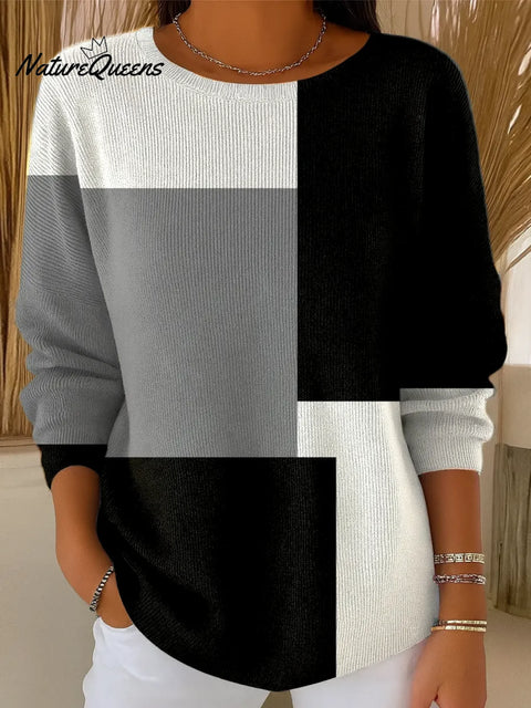 Women's Geometric Pattern Art Print Casual Pullover Sweater