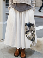 Artistic Portrait Print Cotton Skirt