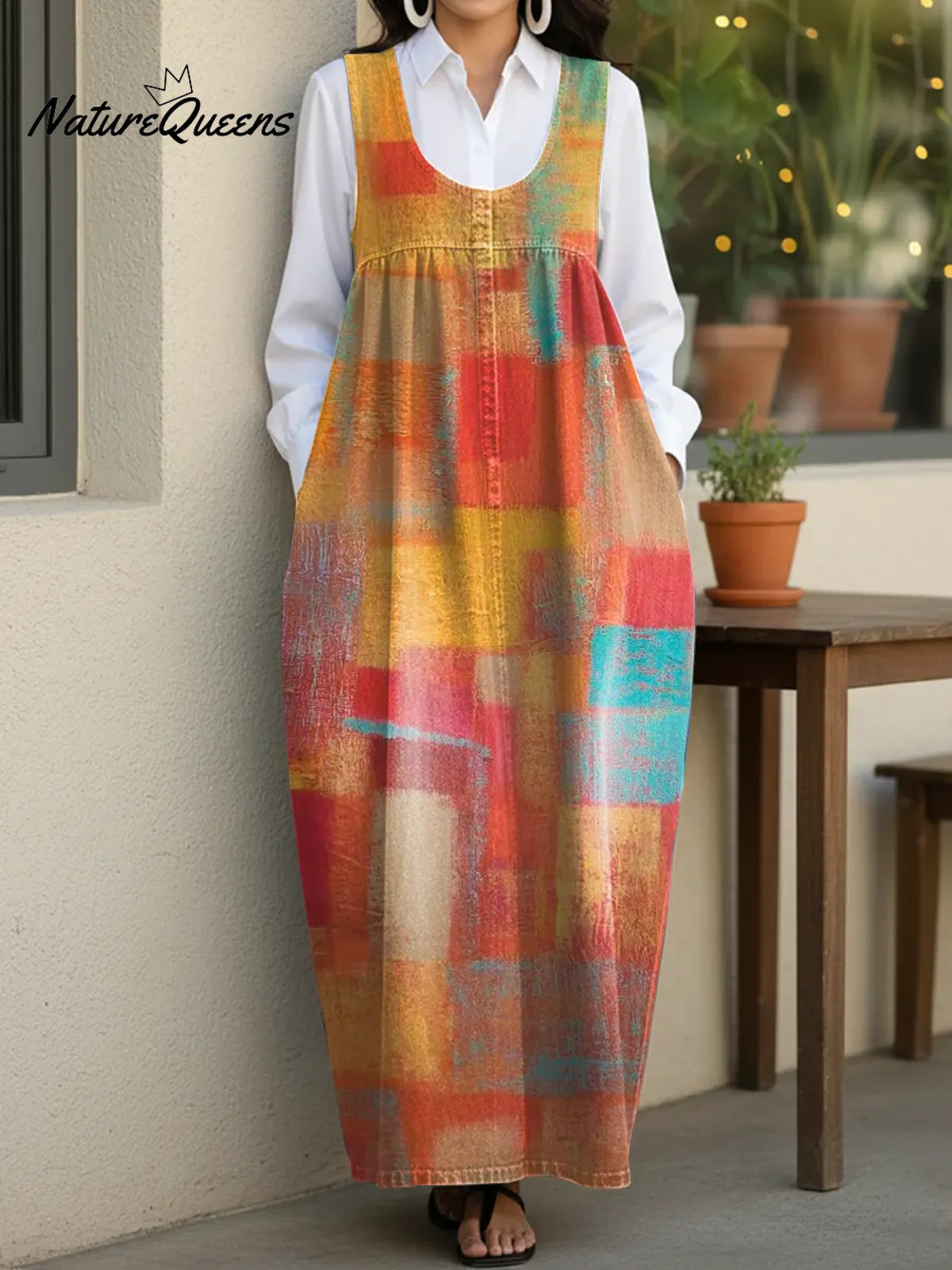 Women's Gradient Colors Casual Loose Denim Vest Dress