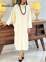 Women's Solid Color High-neck Long-sleeved Casual Loose Dress