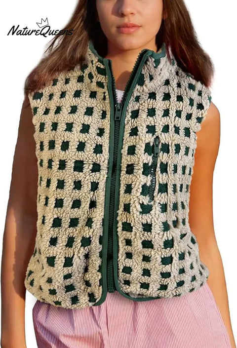 Women's Waffle Fleece Casual Sleeveless Vest