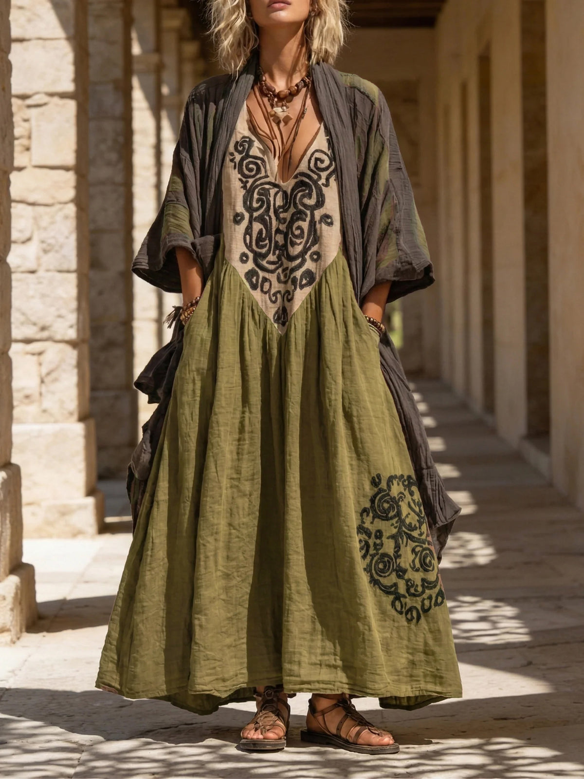 Boho Retro Loose Linen Cotton Two-piece Set