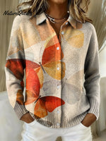 Women's Vintage Butterfly Printed Collared Sweater
