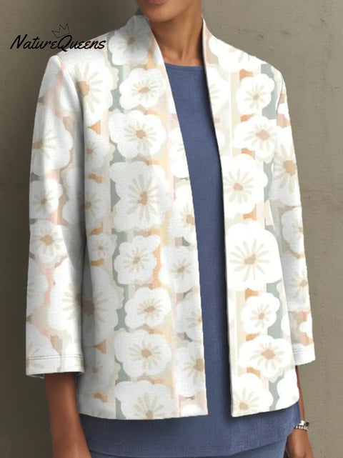 Women's Simple Retro Flowers Floral Pattern Art Print Casual Cotton Shirt