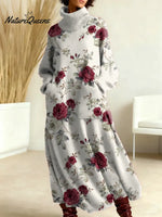 Women's Floral Pattern Art Print Casual Cotton Knitted Dress