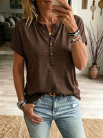 Women's Button Casual Short-sleeve T-shirt
