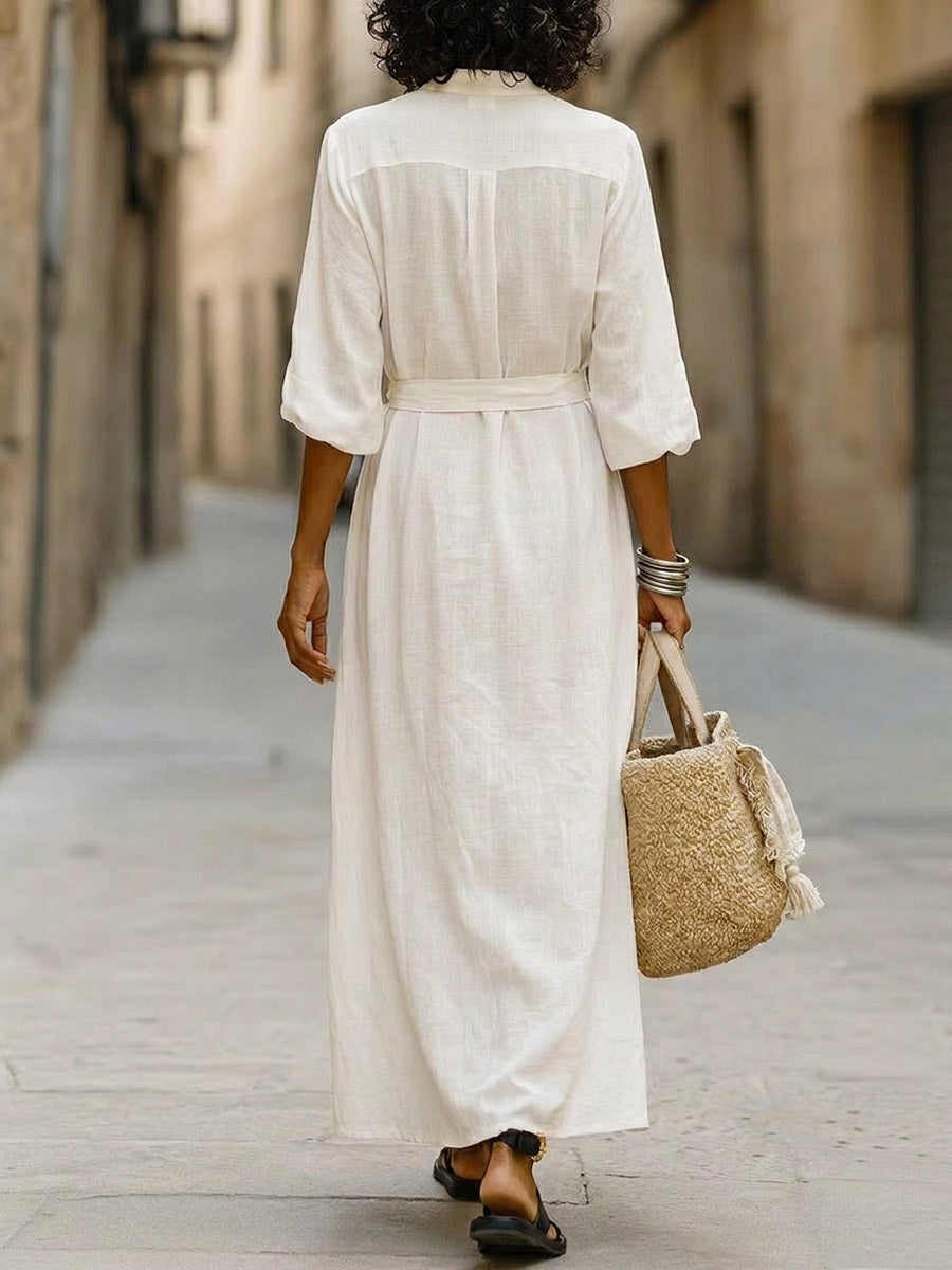 Women's Solid Color Elegant Art Casual Long Sleeve Maxi Dress