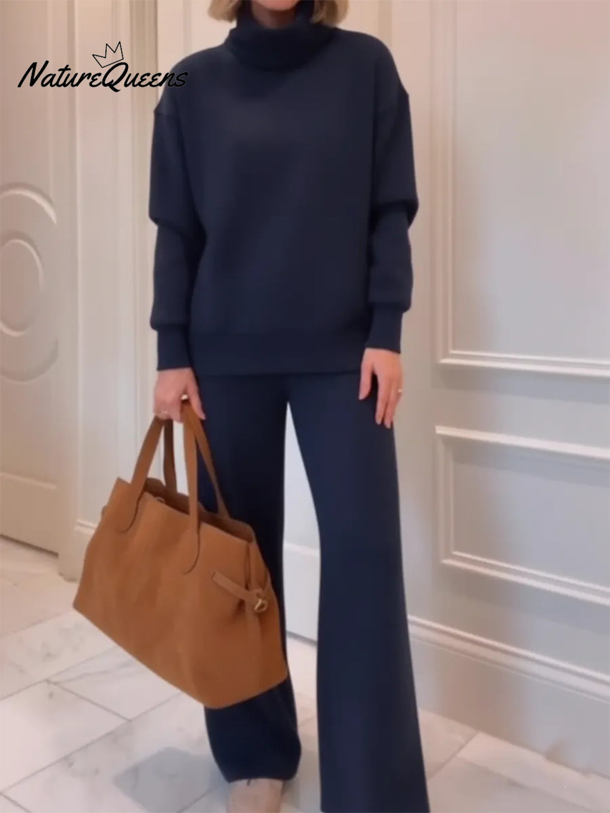 Casual Cozy Travel Outing Two-piece Set (top And Pants)