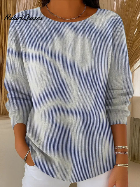 Women's Abstract Pattern Art Print Casual Cotton Knitted Sweater