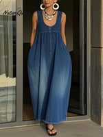 Women's Sleeveless Casual Loose Denim Vest Dress